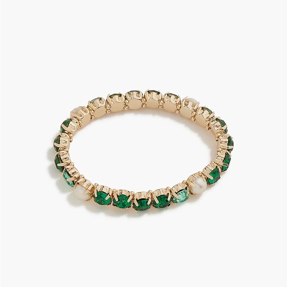 JCrew factory Crystal and pearl stretch bracelet